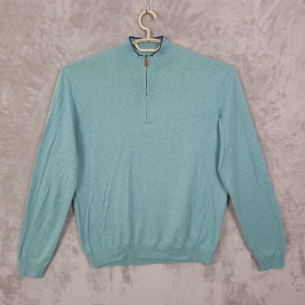 Johnnie O Sully Quarter Zip Pullover Mens M Silk Blend Sweater Golf Casual Green